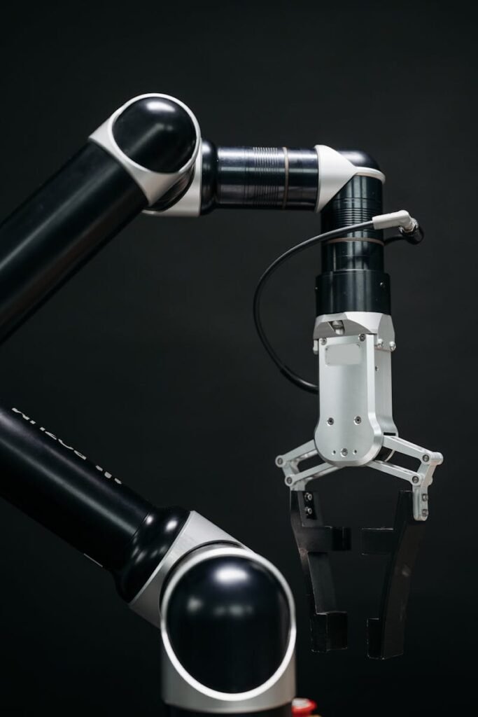 A detailed view of a robotic arm showcasing advanced technology.
